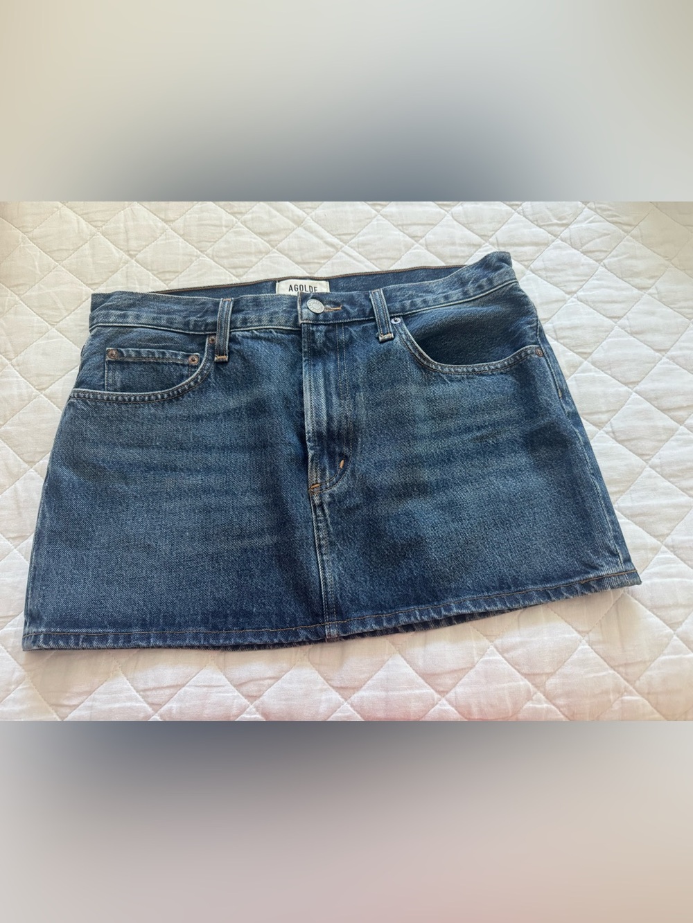 Agolde Blue Denim Mini Skirt